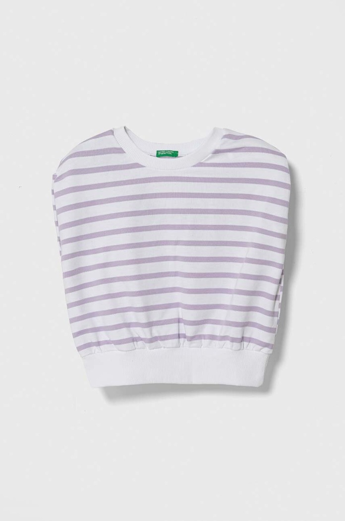 United Colors of Benetton top bawełniany dziecięcy okrągły fioletowy 3O01C10I2.G.Seasonal