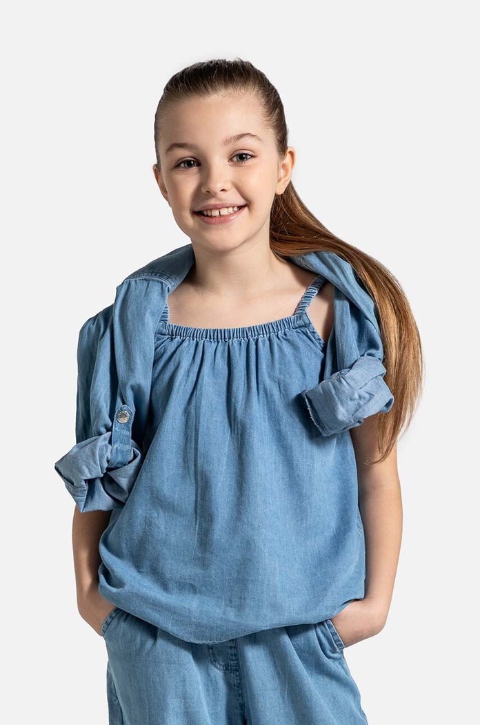 Coccodrillo top bawełniany dziecięcy bawełna niebieski WC4140501HGJ