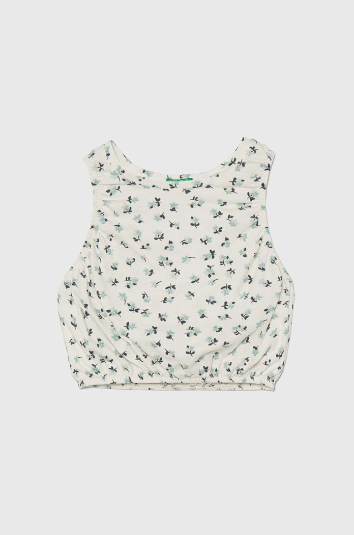 Dětský bavlněný top United Colors of Benetton kulatý béžová 3M39CH01P.G.Seasonal