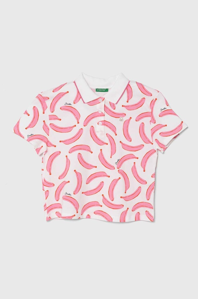 United Colors of Benetton polo dziecięce wzorzyste różowy 3LRYC301J.G.Seasonal