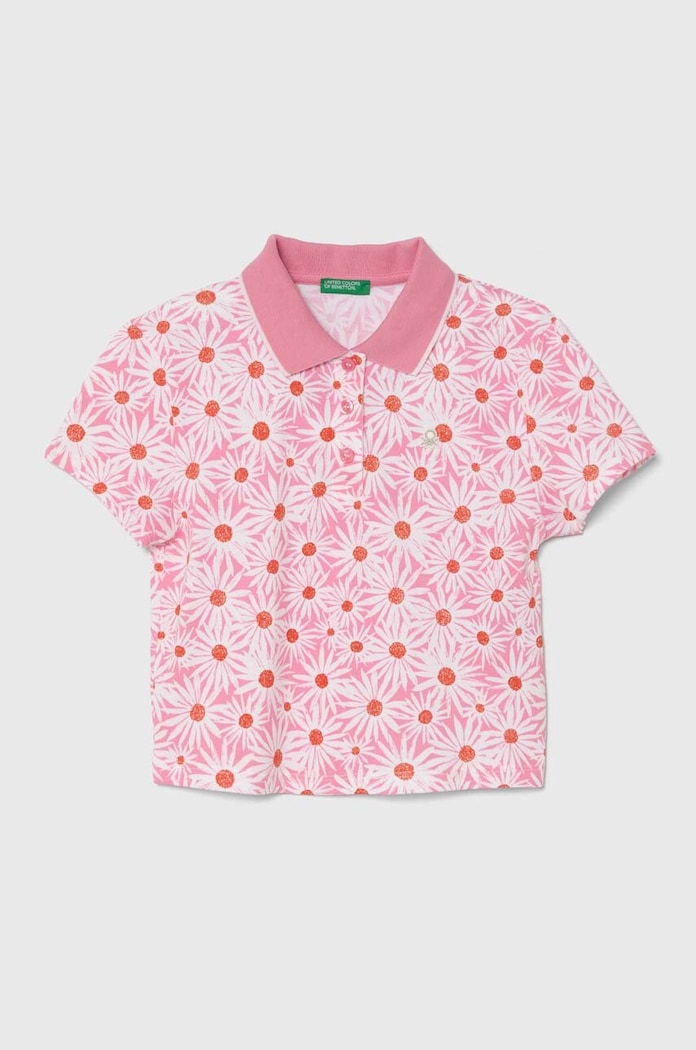 United Colors of Benetton polo dziecięce wzorzyste różowy 3LRYC301J.G.Seasonal