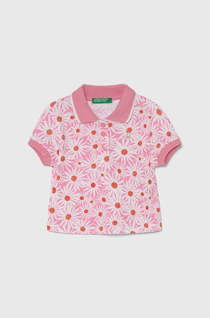 United Colors of Benetton polo dziecięce wzorzyste różowy 3LRYG300Q.P.Seasonal