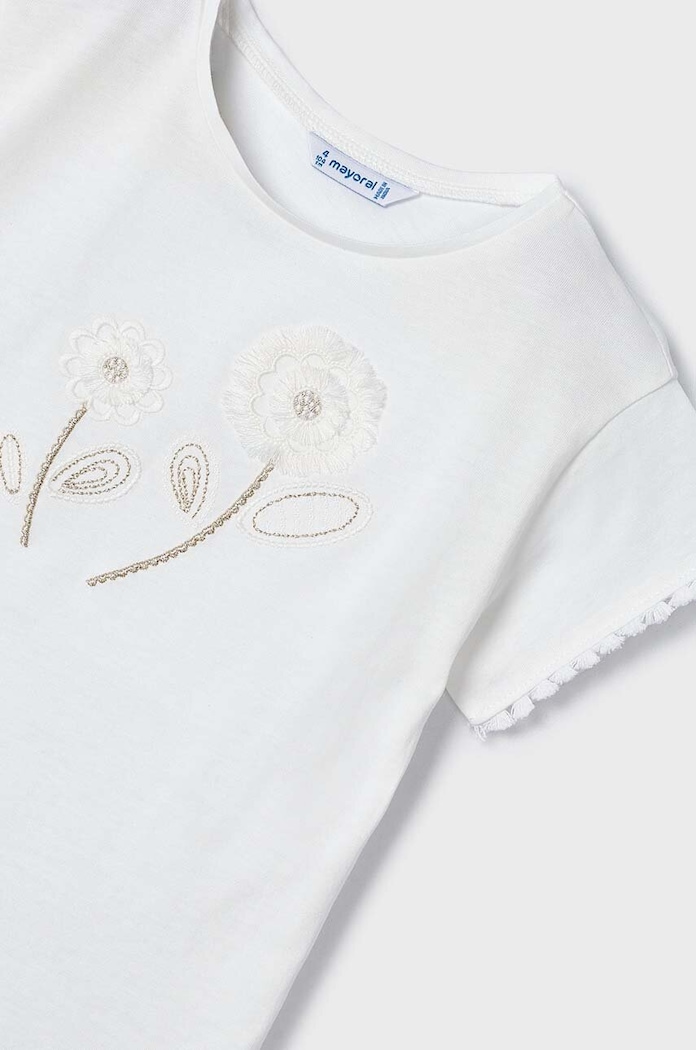 Mayoral t-shirt bawełniany dziecięcy beżowy 3083.6D.Mini.PPYH