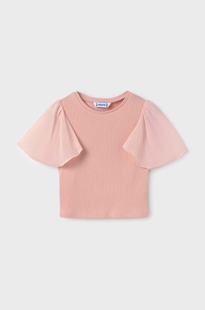 Mayoral t-shirt dziecięcy z elastanem różowy 6004.8E.Junior.PPYH