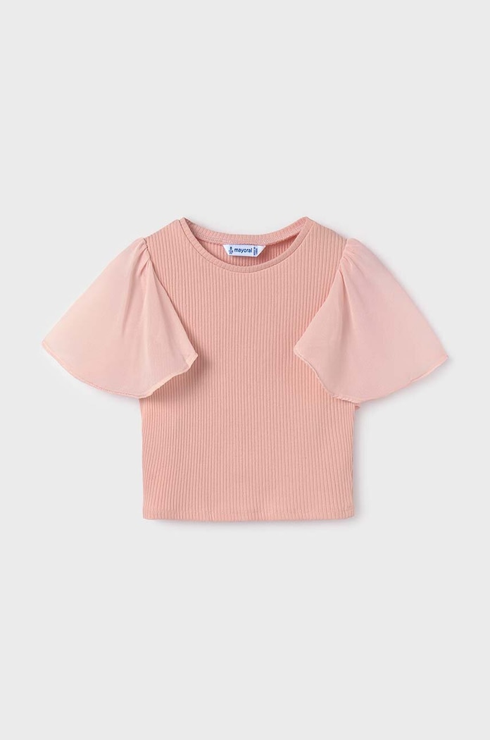 Mayoral t-shirt dziecięcy z elastanem różowy 6004.8E.Junior.PPYH