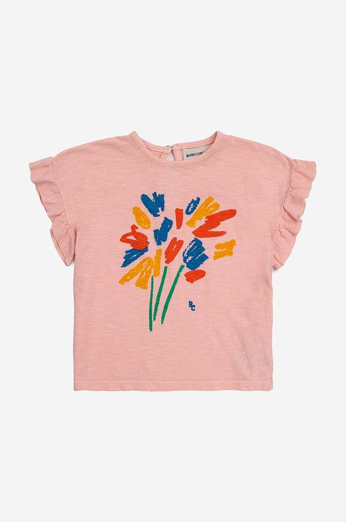 Бебешка памучна тениска Bobo Choses 124AB011 розов SS24