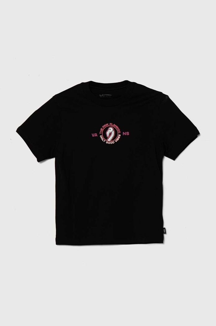 Vans T-shirt bawełniany dziecięcy FLAMINGO SKELETON BFF czarny VN000GAKBLK