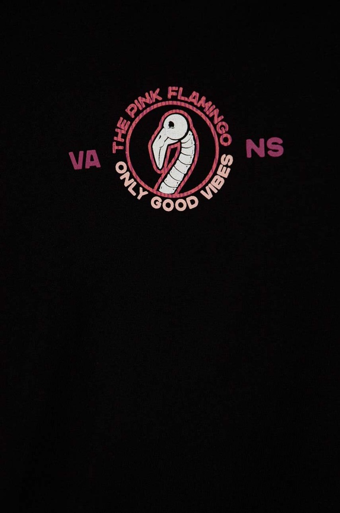 Dziewczynka Vans T-shirt bawełniany dziecięcy FLAMINGO SKELETON BFF VN000GAKBLK czarny