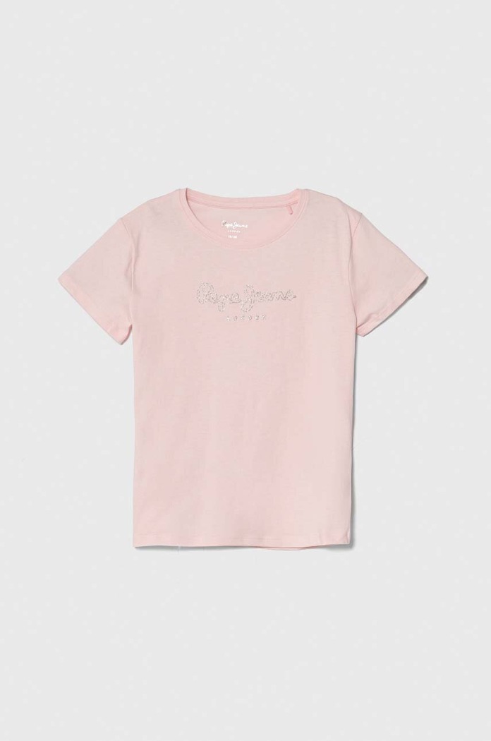 Pepe Jeans t-shirt bawełniany dziecięcy NINA nadruk różowy PG503068