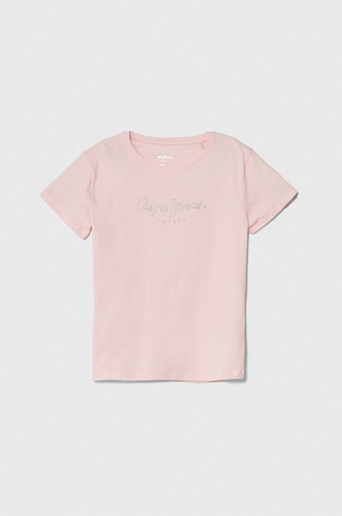 Pepe Jeans t-shirt bawełniany dziecięcy NINA nadruk różowy PG503068