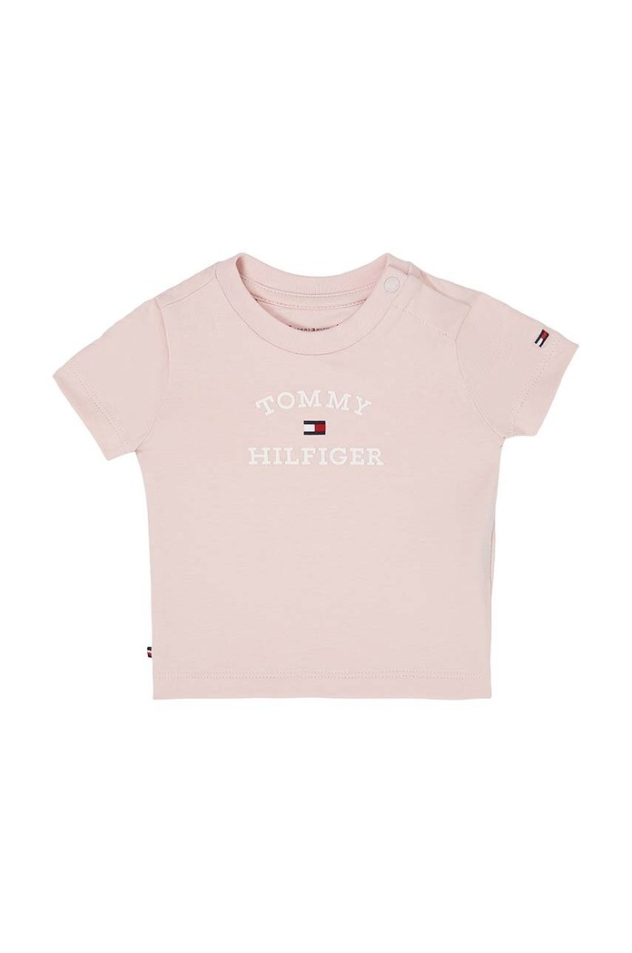 Kojenecké tričko Tommy Hilfiger s elastanem růžová KN0KN01805.PPYH