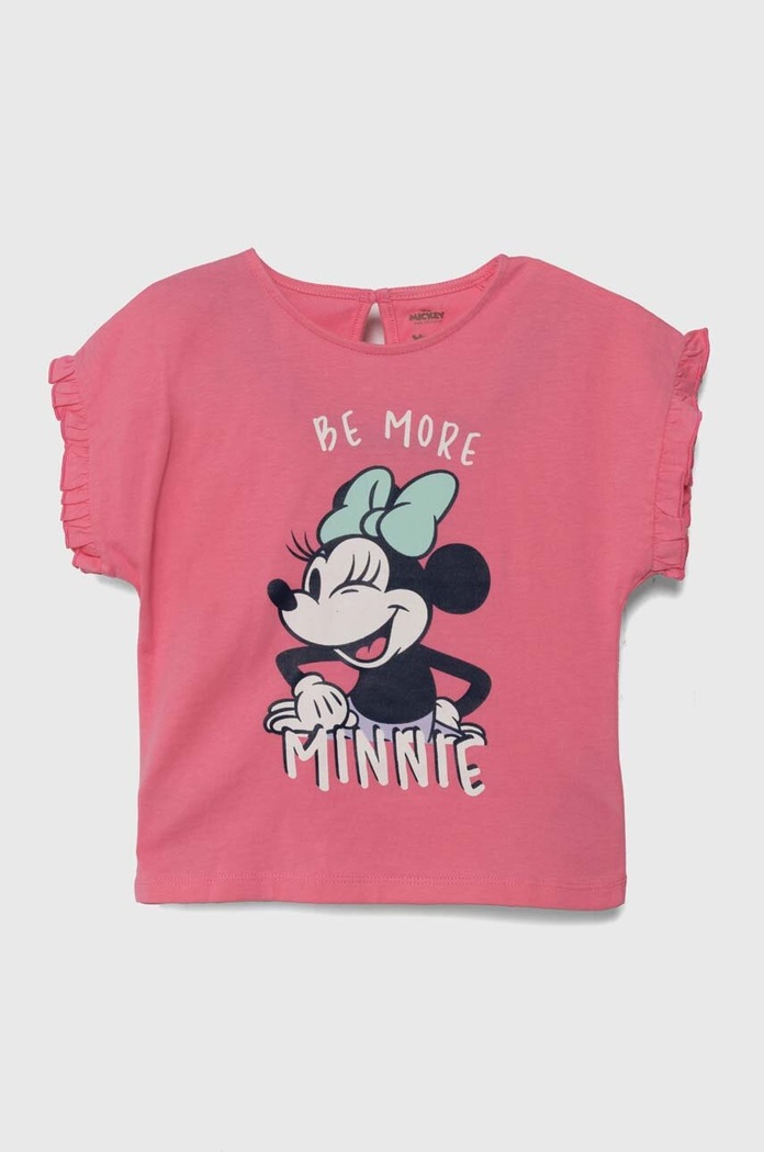 Dječja pamučna majica kratkih rukava zippy print roza 3105979501