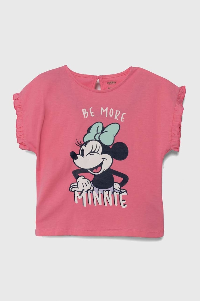 Dječja pamučna majica kratkih rukava zippy print roza 3105979501
