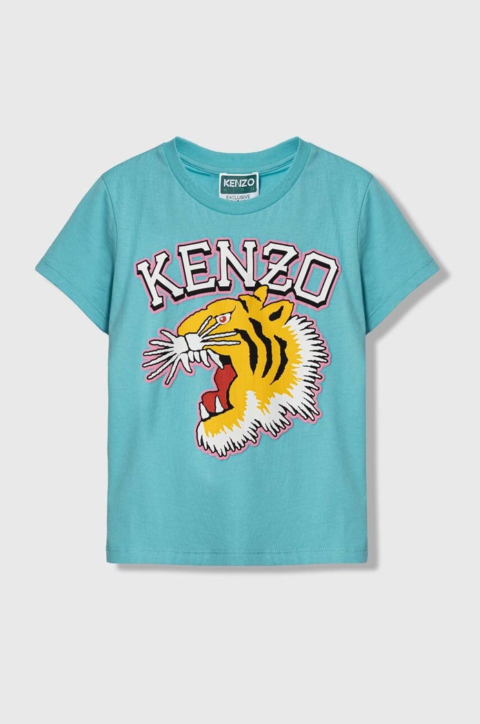 Детска памучна тениска Kenzo Kids K60836.114.150 син SS24