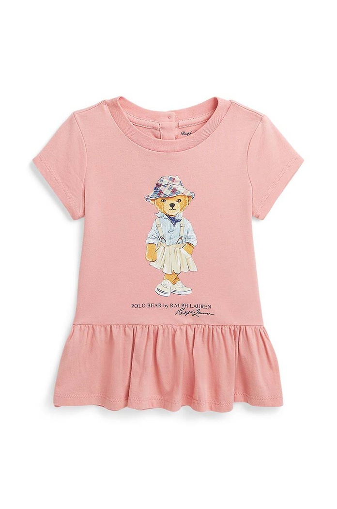 Bavlněné dětské tričko Polo Ralph Lauren kulatý růžová 310942268001