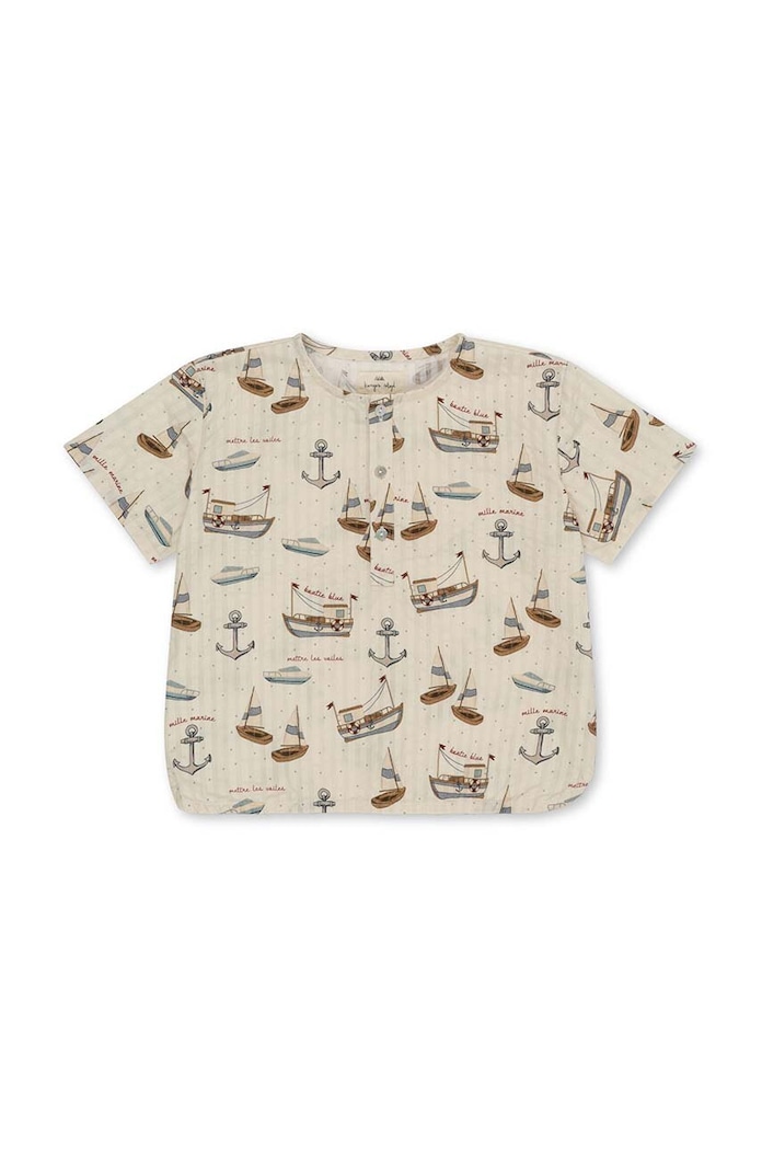 Konges Sløjd t-shirt bawełniany dziecięcy nadruk beżowy KS100053