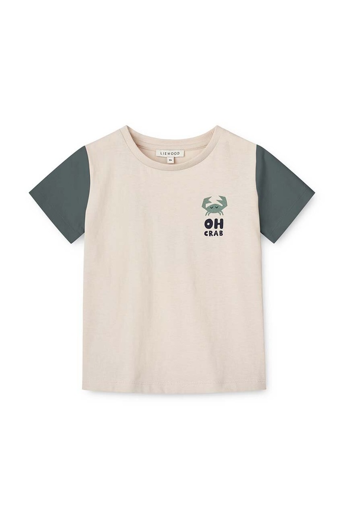 Liewood tricou din bumbac pentru bebelusi Apia Baby Placement Shortsleeve T-shirt print turcoaz LW19074