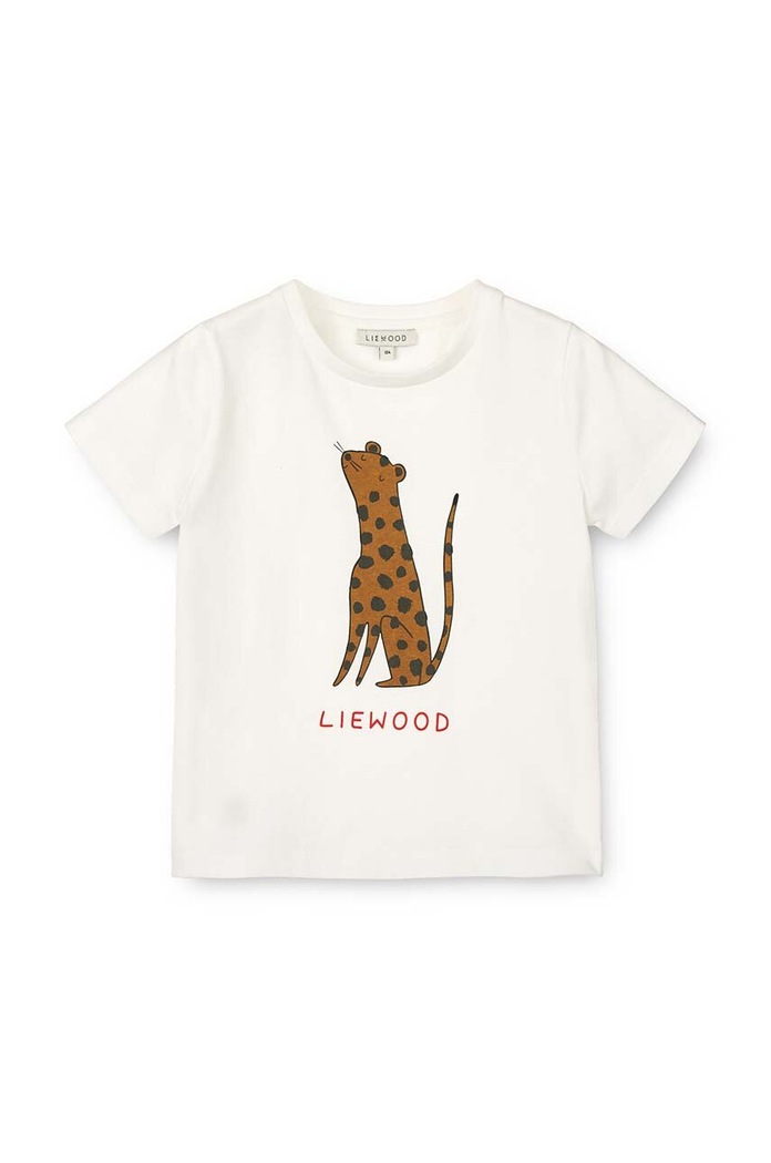 Detské bavlnené tričko Liewood Apia Baby Placement Shortsleeve T-shirt bavlna béžová LW19074