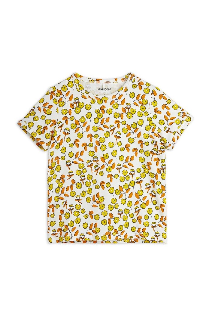 Dětské tričko Mini Rodini Flowers s elastanem žlutá 2422011000