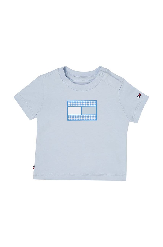 Tommy Hilfiger újszülött póló elasztánnal kék KN0KN01806.PPYH