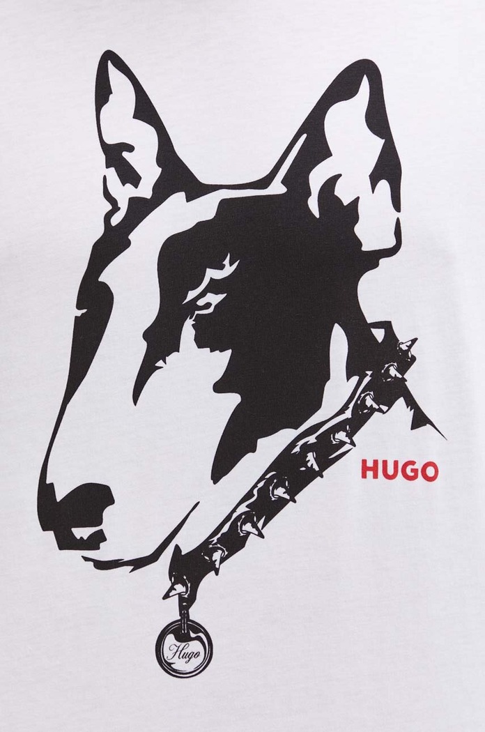 Βαμβακερό μπλουζάκι HUGO 50504916 λευκό