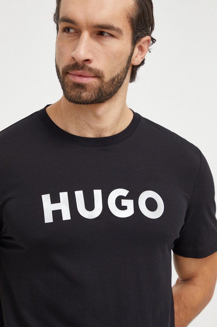 Oblečení Bavlněné tričko HUGO 50506996 černá
