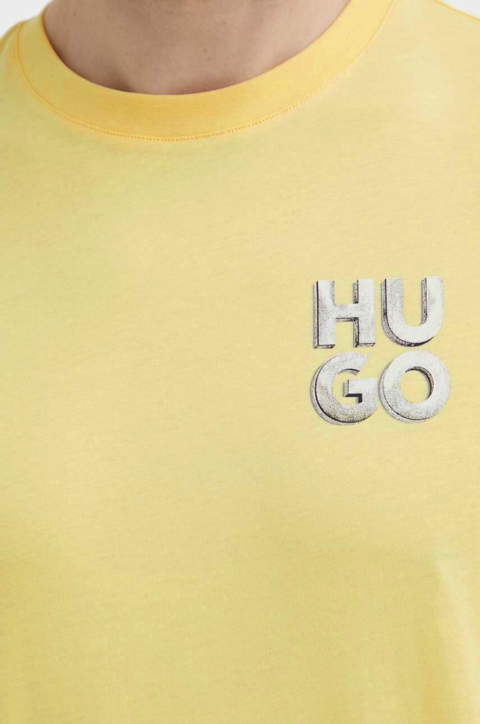 Памучна тениска HUGO жълт 50508944