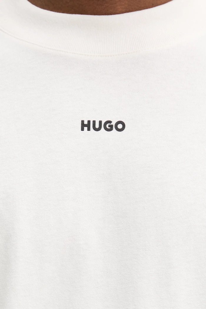 HUGO majica z dolgimi rokavi moška bombažna Daposo 50511029 bela