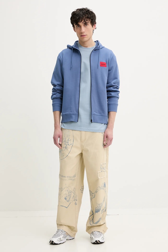 HUGO longsleeve bărbătesc din bumbac Daposo 50511029 albastru SS26