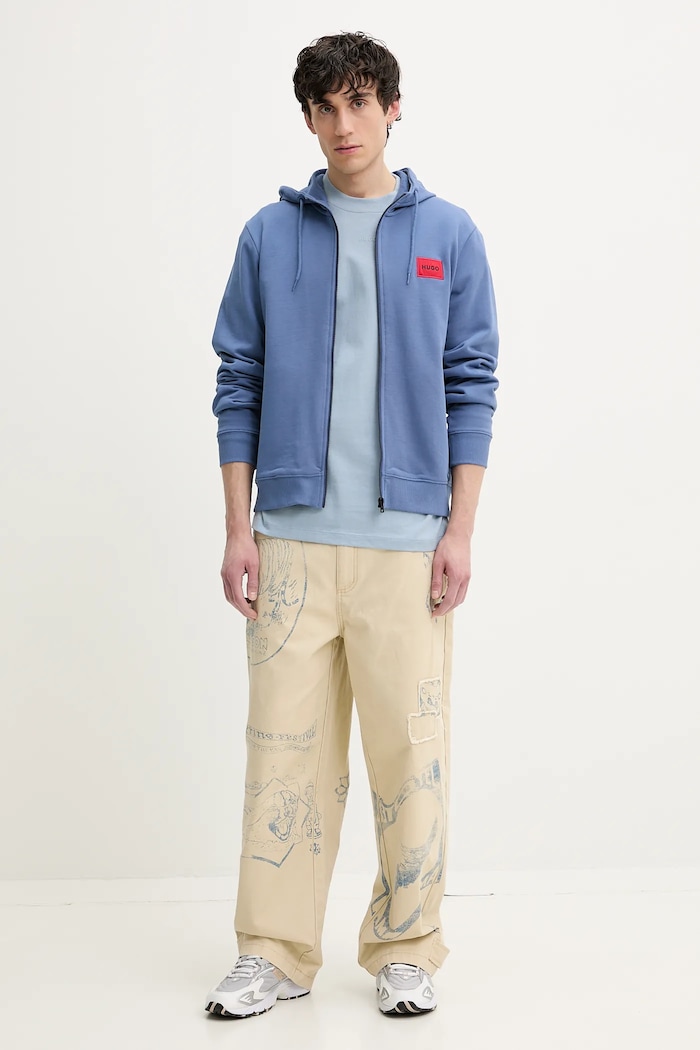 HUGO longsleeve bărbătesc din bumbac Daposo 50511029 albastru SS26