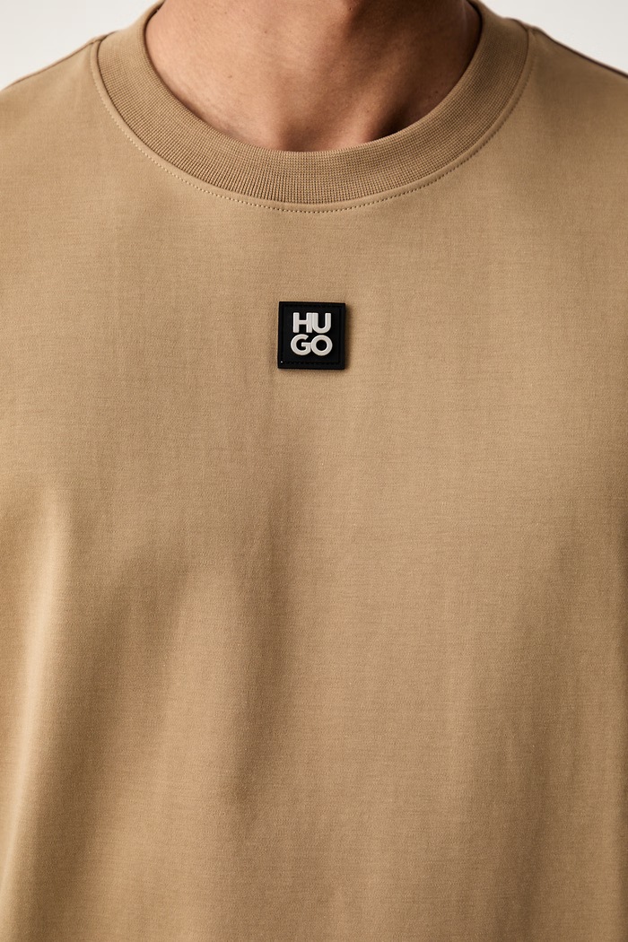 HUGO T-shirt męski bawełniany Dalile 50505201 brązowy