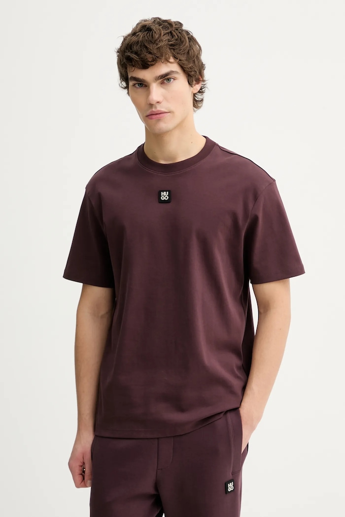 HUGO tricou pentru bărbați din bumbac Dalile burgundia 50505201
