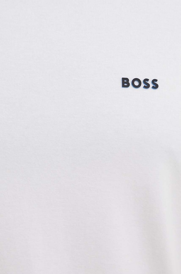 BOSS Green kratka majica moška bombažna z elastanom Tee bela 50506373