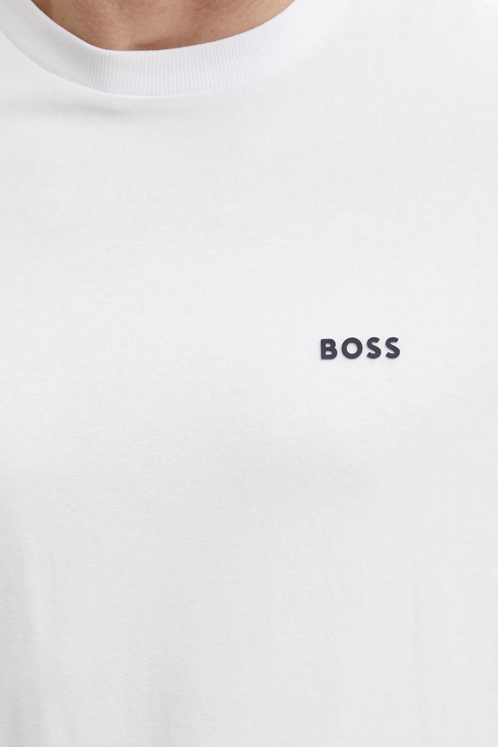 BOSS Green T-shirt męski bawełniany z elastanem Tee 50506373 biały