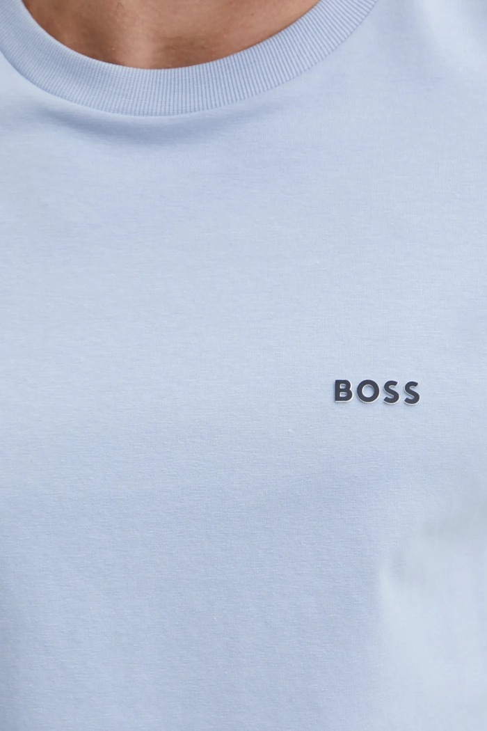 BOSS Green tričko pánské bavlněné s elastanem Tee 50506373 modrá