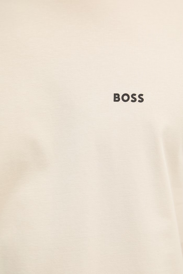 BOSS Green kratka majica moška bombažna z elastanom Tee 50506373 bež