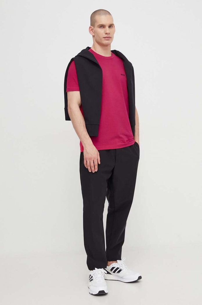 BOSS Green T-shirt męski bawełniany z elastanem Tee 50506373 różowy AA00