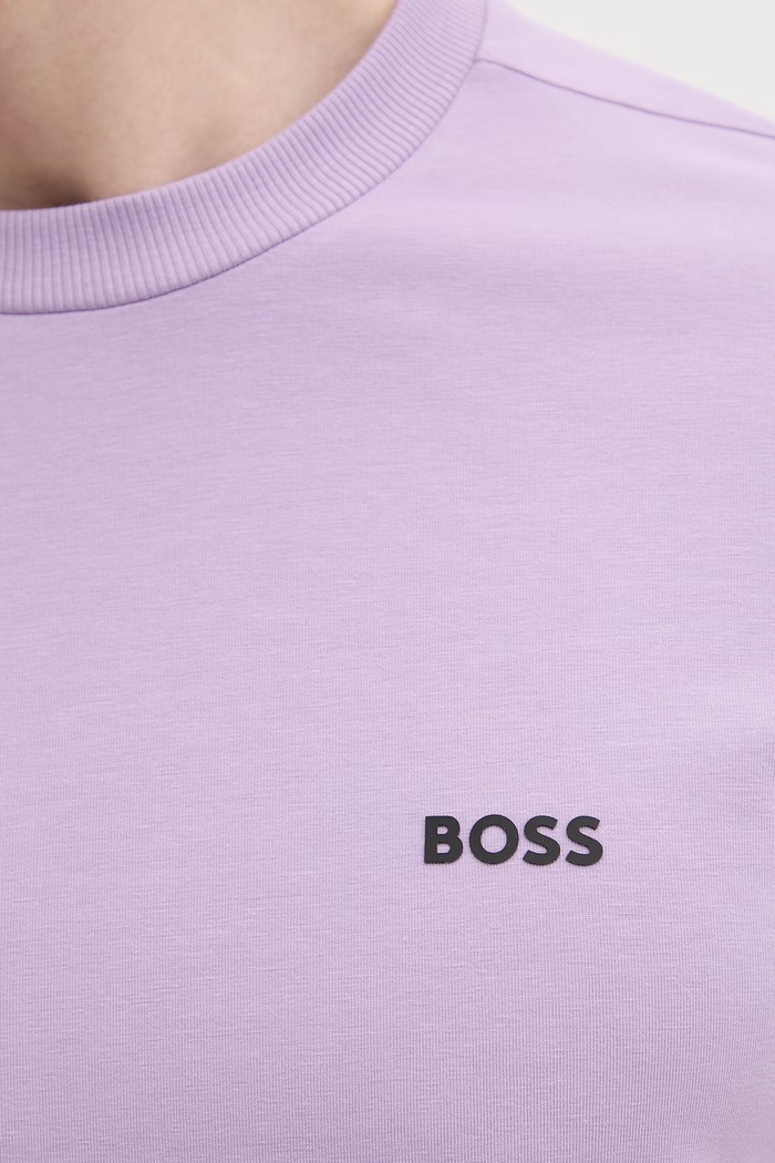 BOSS Green kratka majica moška bombažna z elastanom Tee 50506373 vijolična