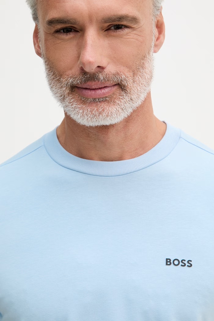BOSS Green kratka majica moška bombažna z elastanom Tee modra 50506373