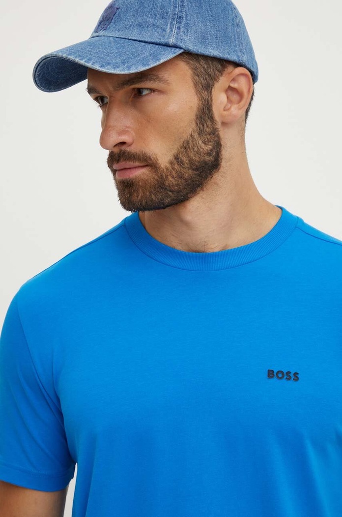 Oblečení BOSS Green tričko pánské bavlněné s elastanem Tee 50506373 modrá