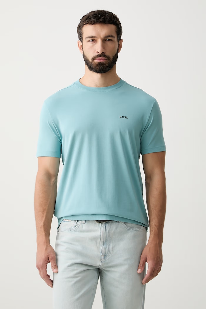 BOSS Green футболка чоловіча бавовняна з еластаном Tee бірюзовий 50506373