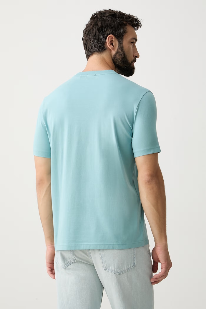 Одяг BOSS Green футболка чоловіча бавовняна з еластаном Tee 50506373 бірюзовий