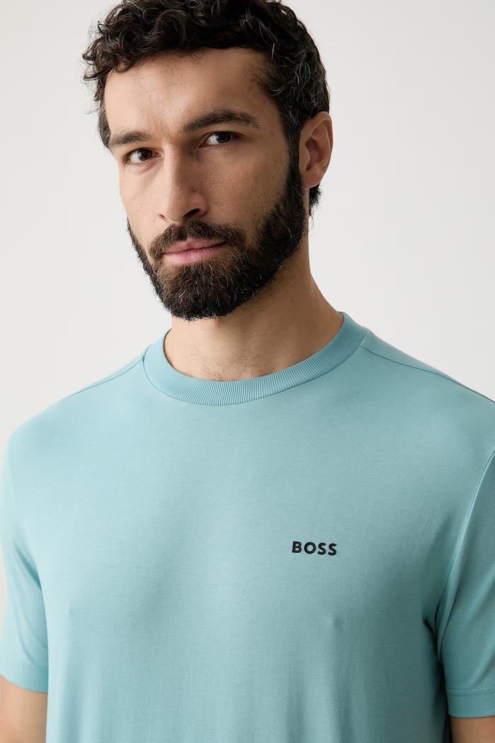 BOSS Green футболка чоловіча бавовняна з еластаном Tee бірюзовий 50506373