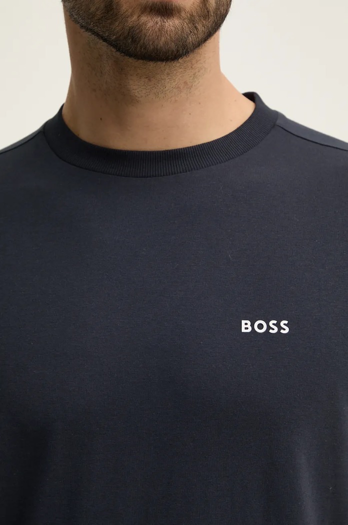 BOSS Green kratka majica moška bombažna z elastanom Tee 50506373 mornarsko modra