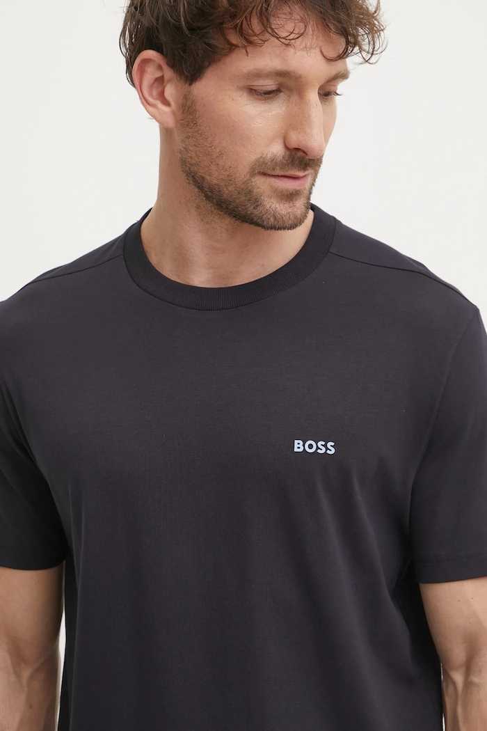 BOSS Green kratka majica moška bombažna z elastanom Tee mornarsko modra 50506373