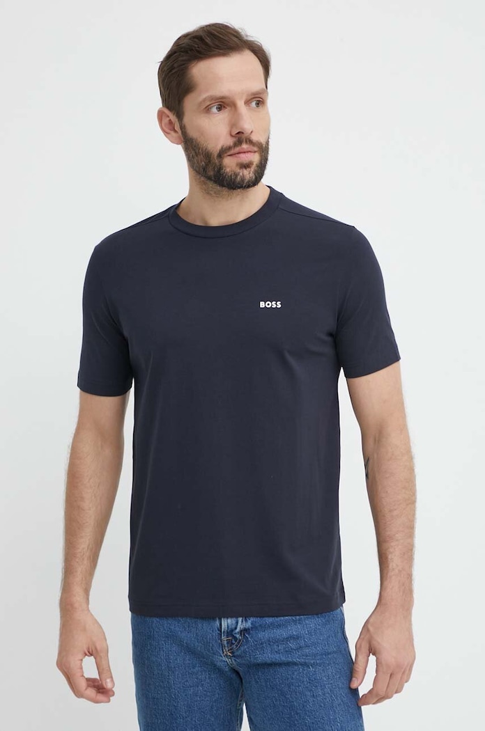 BOSS Green T-shirt męski bawełniany z elastanem Tee 50506373 granatowy AA00