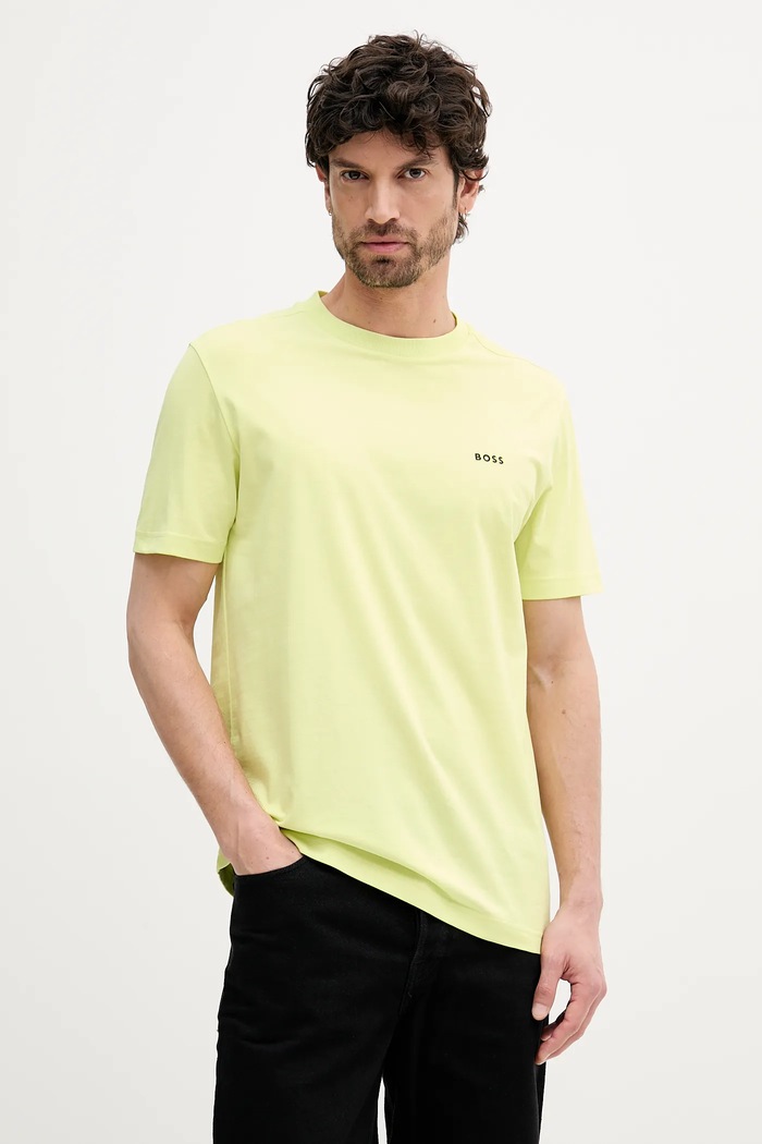 BOSS Green kratka majica moška bombažna z elastanom Tee zelena 50506373