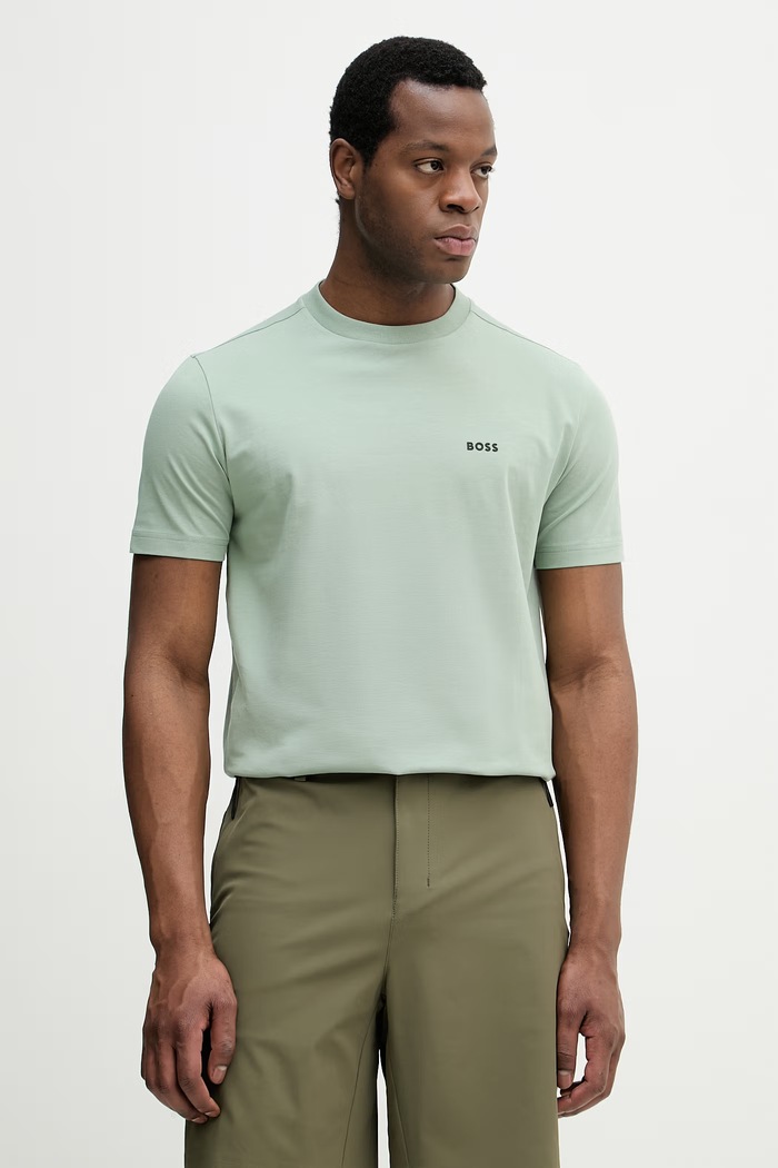 BOSS Green kratka majica moška bombažna z elastanom Tee zelena 50506373
