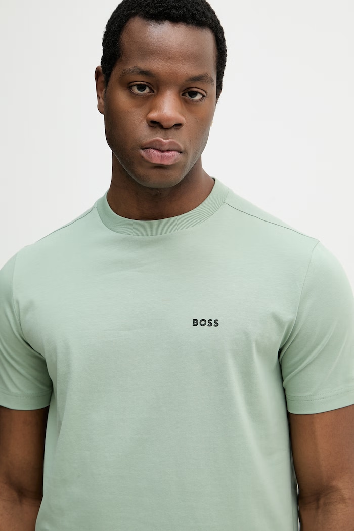 BOSS Green kratka majica moška bombažna z elastanom Tee zelena 50506373