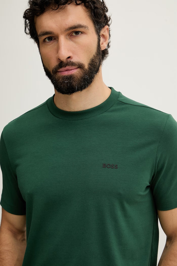 BOSS Green kratka majica moška bombažna z elastanom Tee zelena 50506373